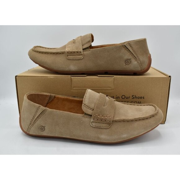 Born Mens Size 8 Marcel Taupe Suede Slip On Penny Loafers Shoes main image 3